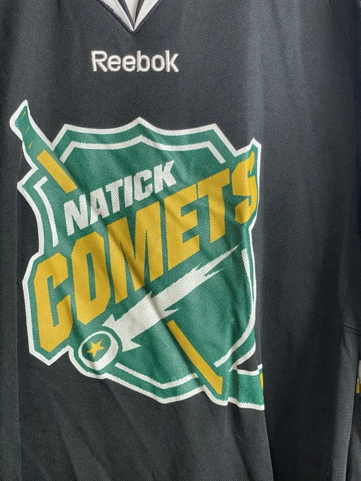 Vintage Reebok Natick Comets Valley Hockey League Jersey Adult XL #18 Black - Image 2 of 4