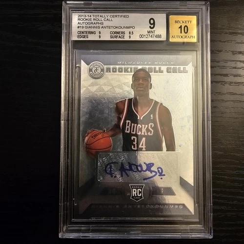 Giannis Antetokounmpo 2013-14 Totally Certified Rookie Roll Call BGS 9 Auto 10