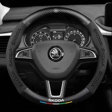 Steering Wheel Cover 37-38cm Faux Leather Carbon Fibre Style Car Accessory