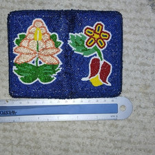 Women  s Blue Beaded Floral Bifold Wallet, Folding with Photo ID Window