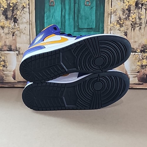AIR JORDAN 1 MID LA LAKERS COLORWAY (Dark Concord/Taxi White/Black) Size 6.5Y - Picture 8 of 10