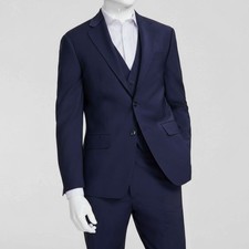 Calvin Klein Men's Blue Wool Solid Slim-Fit Jacket Knit Sport Coat Size 38S
