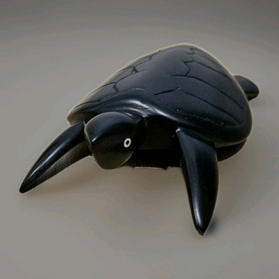 Antique Ebony Hand Carved Sea Turtle. Collector's Piece By Extremely Rare Ebony