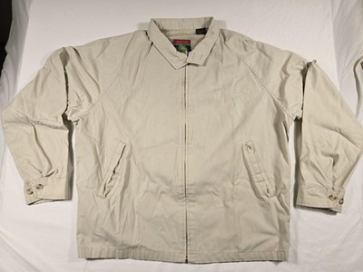 Oakton Weather Breaker Jacket Mens 2XL Tall Beige Cotton Blend Full Zip Pockets