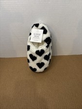 Slipper Socks with Gripper Bottoms Women  s Size M/L 8-10 Black Hearts