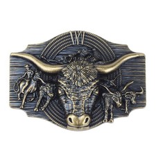 Cowboy Belt Buckle Texas Bull and Horses Western Belt Buckles