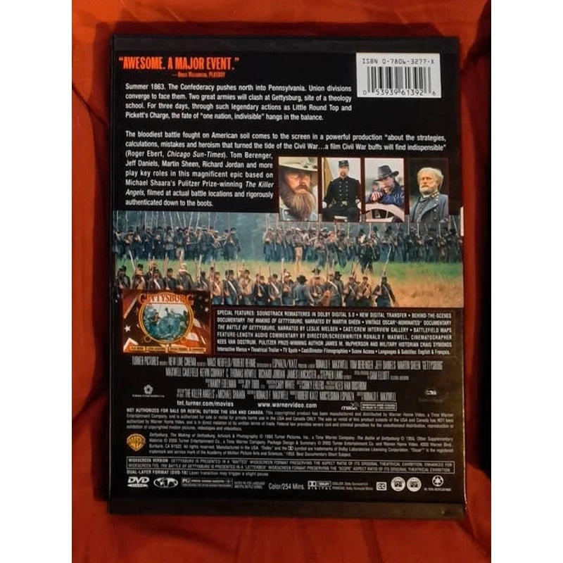 GETTYSBURG 1993 DVD Movie With Tom Berenger Martin Sheen Jeff Daniels - Image 3 of 4