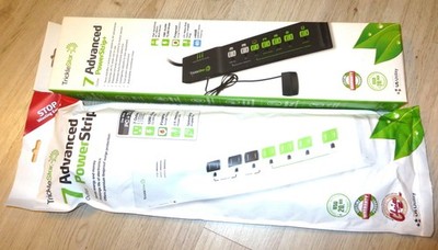 TWO - TrickleStar 7 Outlet Advanced Power Strip Surge Protection, White & Black