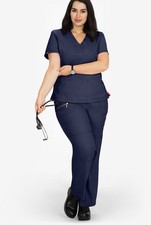 NWTS Koi Lite Peace Women  s 6 Pocket Drawstring Pants Scrub SzL /Navy