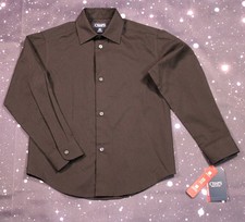 NWT Boys Chaps Black Seersucker L/S Button-Up Dress Shirt - Youth XS (6-7)
