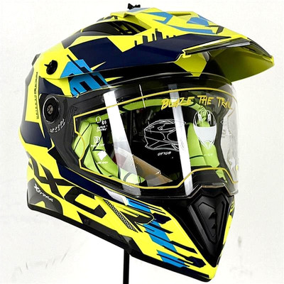aXor X-Cross blau/gelb Dual Sport Adventure Motorrad 22.06 Helm Ausstellungsstück