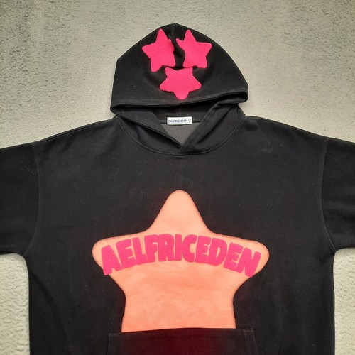 AELFRIC EDEN Oversized Hoodie Damen Gr. Large schwarz rosa Sterne bestickt - Bild 3 von 11