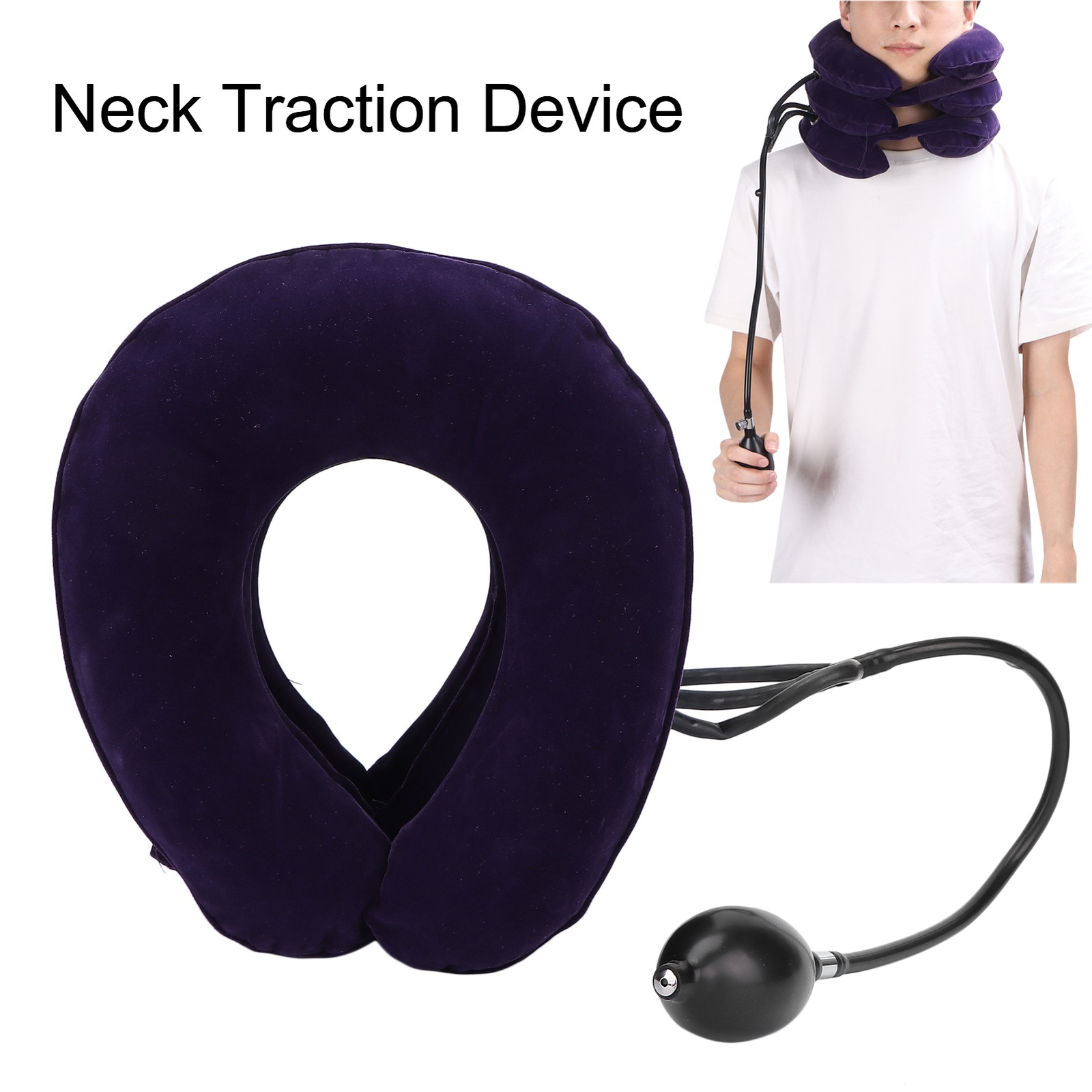 Purple Cervical Neck Traction Inflate Device Elderly Neck Stretcher Neck BAJ
