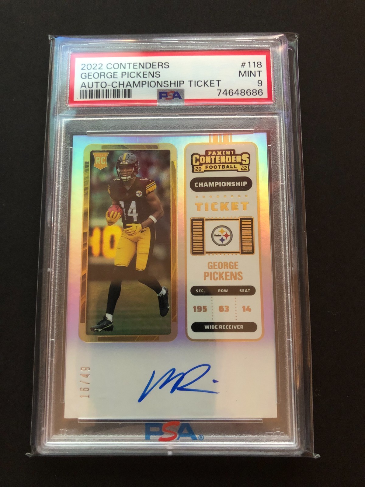 2022 Contenders - George Pickens - Championship (RC) Ticket Parallels AUTO /49