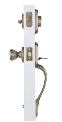 Kwikset Belleview Antik Messing Einzylinder Türdrücker Set OPEN BOX KOMPLETT - Bild 6 von 7
