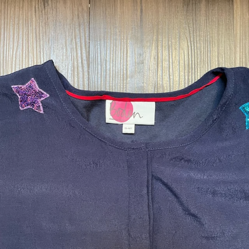 Boden Sequin Star Long Sleeve Navy Romper Girls 15-16/Women’s XS Festival - Picture 8 of 8