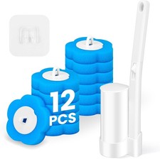 Disposable Toilet Brush and Holder Set with 12 Refill Heads Bathroom Cleaner