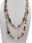 Multicolored Plastic Beaded 60 inch Necklace Vintage