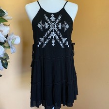 Mieeion New Dress Size S Boho Summer Black Arrow Embroider Mini Dress Size Small