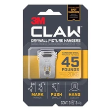 3M Claw Silver Drywall Picture Hanger 45 lb 3 pk