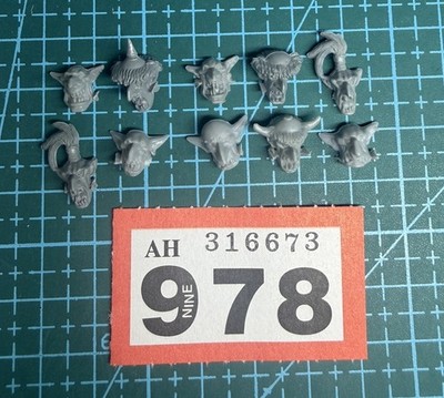 10 Goblin Warrior Head Helmet Bundle Warhammer Old World Orcs Grot Fantasy AoS