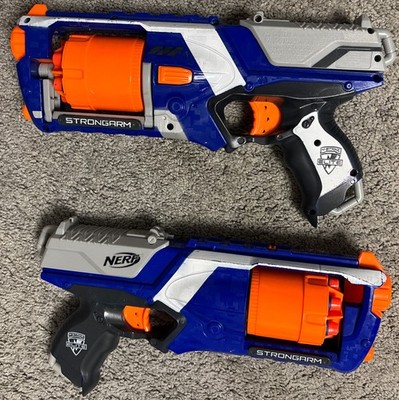 Nerf Elite Strongarm Lot Of Two With Ammo White Blue N-Strike Darts Included