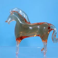 Vintage Hand Blown Art Glass Miniature HORSE 3 1/2” Tall Animal Figurine DECOR