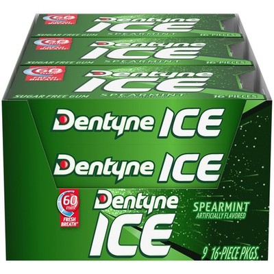 Ice Spearmint Sugar-Free Chewing Gum, 9 Packs of 16 Pieces (144 Total Pieces)
