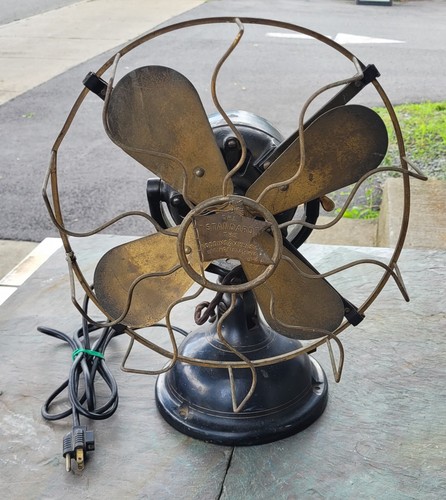 Antique Electric Fan Robbins & Myers 1404 Cast Iron Brass Blade Circa 1911 Rare