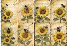Sunflower Bees #934 | A4 Rice Paper for Decoupage | Decoupage Central