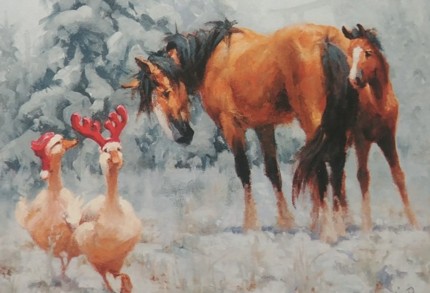 "Kooky Holiday (4) Leanin Tree Christmas, New Year Cards, New With (4) Envelopes