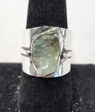 Raw Aquamarine Sterling Silver Ring sz 8.5