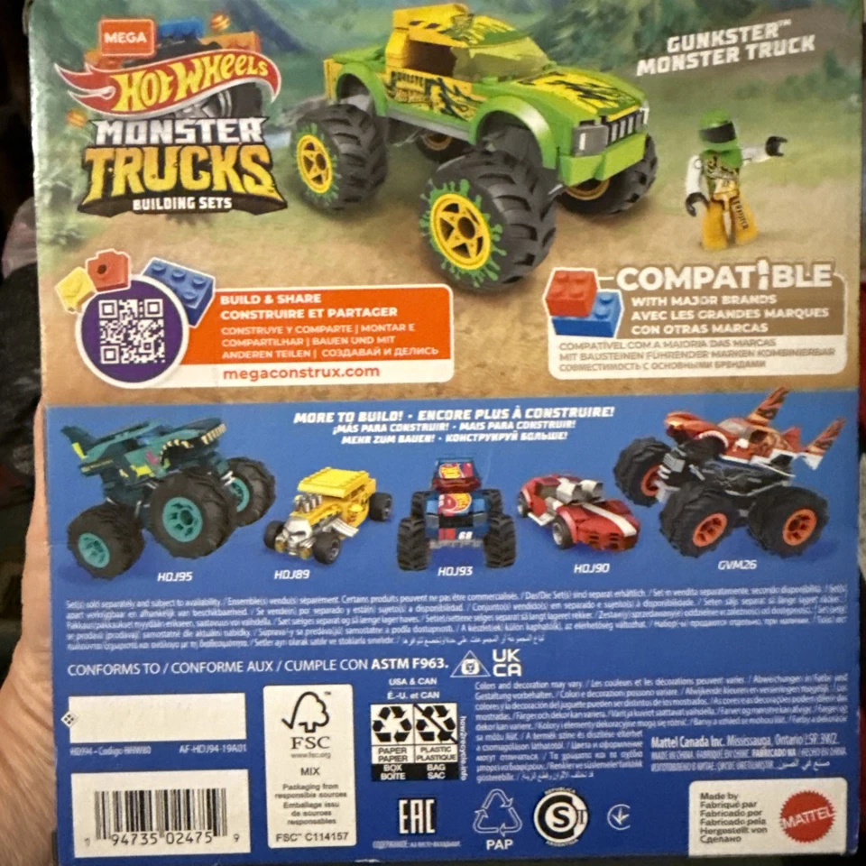 Mega Hotwheels Monster Truck Gunkster Monster HDJ94 Building Set - Image 2 of 2
