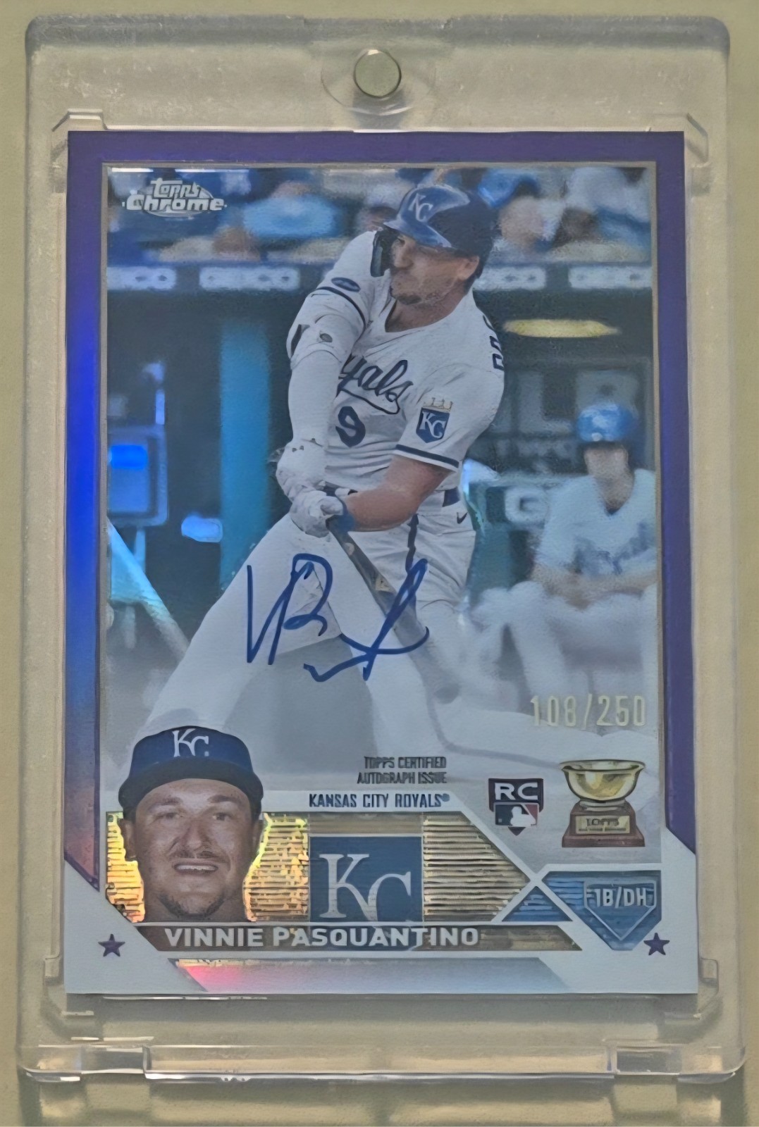 2023 Topps Chrome Vinnie Pasquantino RC Purple Refractor Auto /250