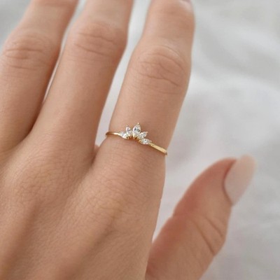 2Ct Marquise Cut Simulated Diamond Engagement Band Ring 14K Yellow Gold Plated