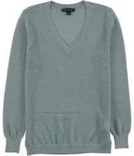 I.N.C Womens Lurex Pullover Sweater, green, S