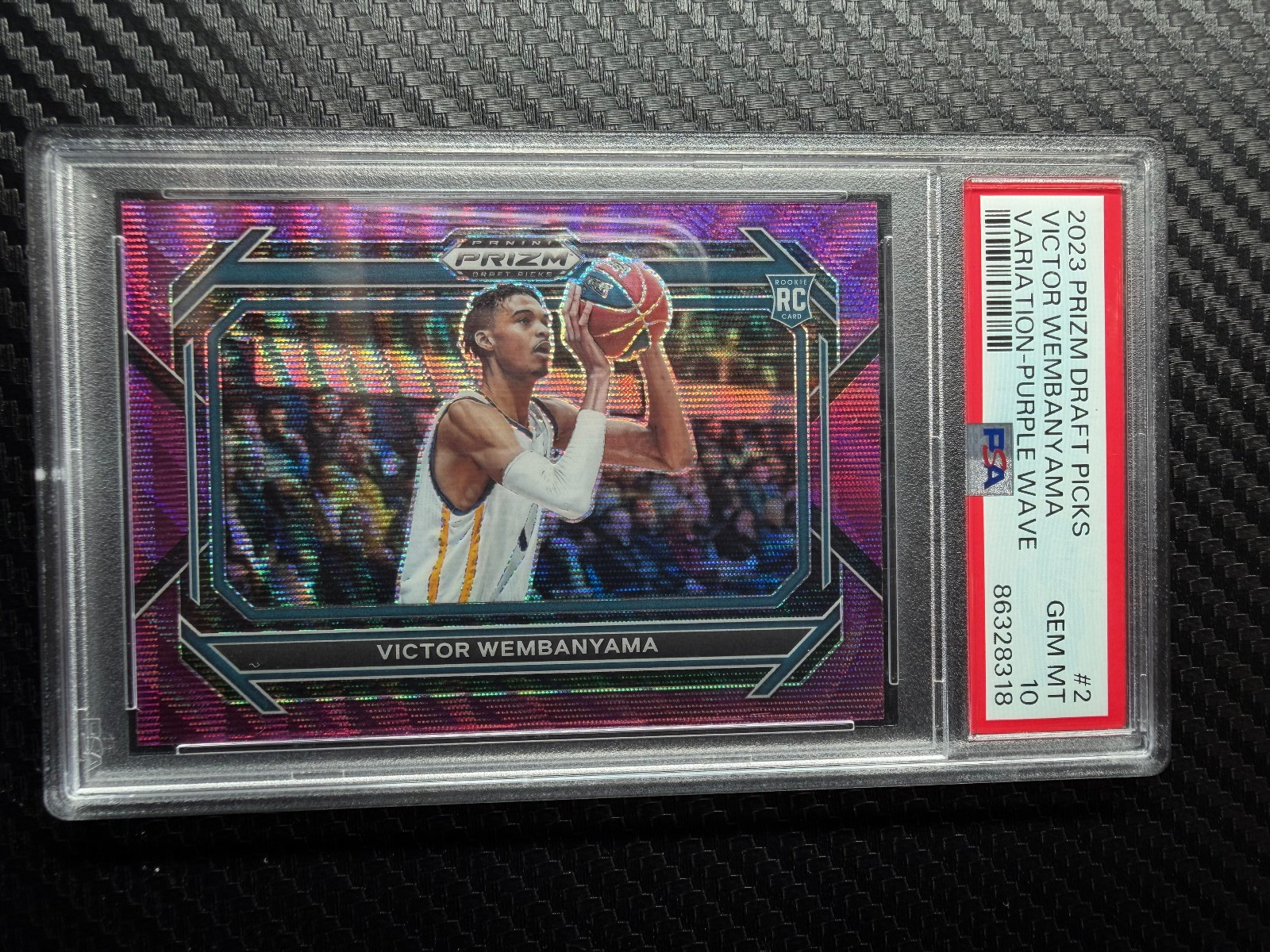 2023 Prizm Draft Picks Purple Wave Variation Victor Wembanyama #2 PSA 10