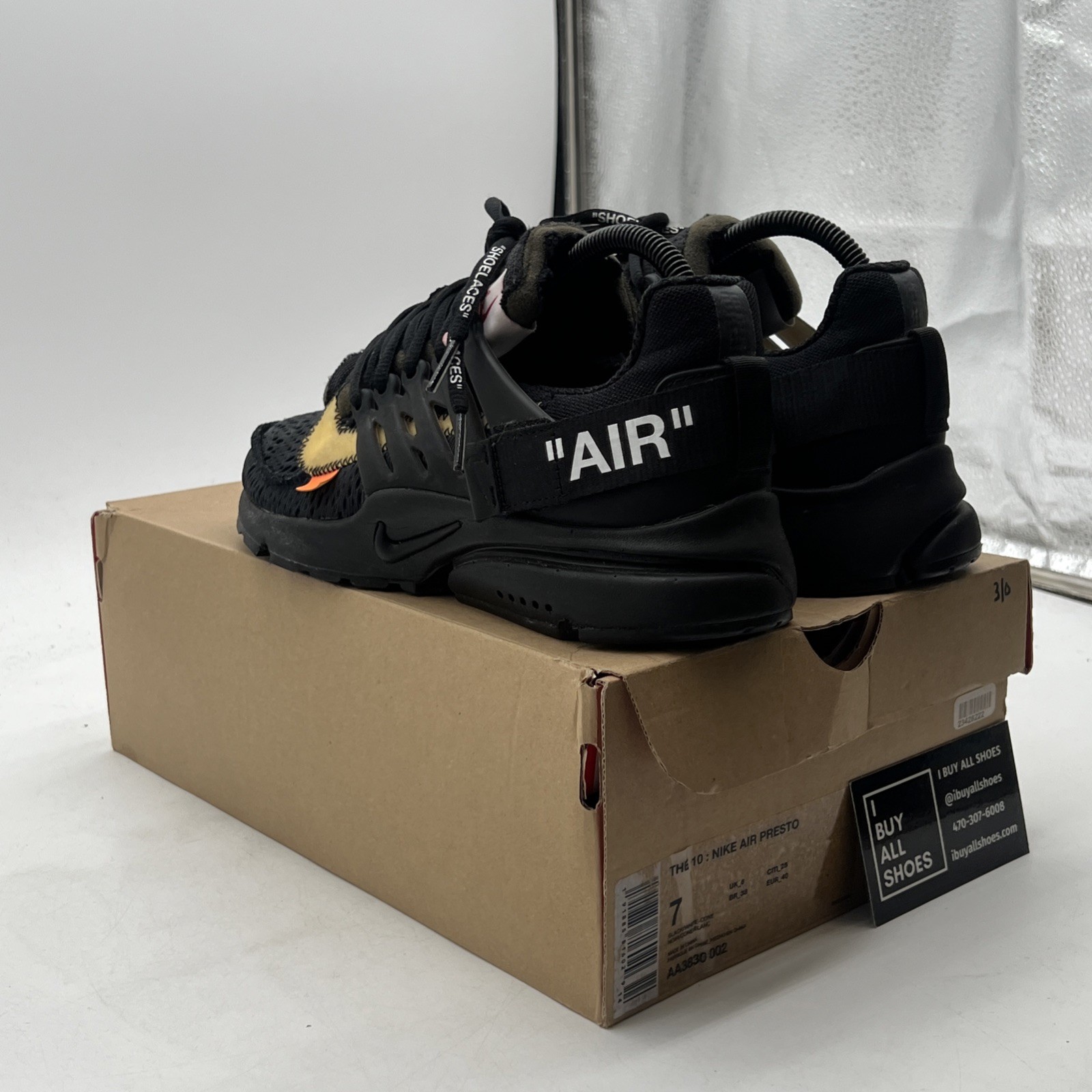 OFF WHITE X NIKE Taglia 7 Nike Air Presto x Off White Low Black (AA3830 002)
