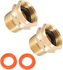 Brass Garden Hose Adapter, 3/4" GHT Female to 3/4" NPT Male Connector, 2Pcs