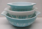 Pyrex Cinderella Amish Butterprint Nesting Mixing Bowls 442 443 444 Set of 3