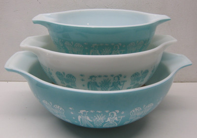 Pyrex Cinderella Amish Butterprint Nesting Mixing Bowls 442 443 444 Set of 3
