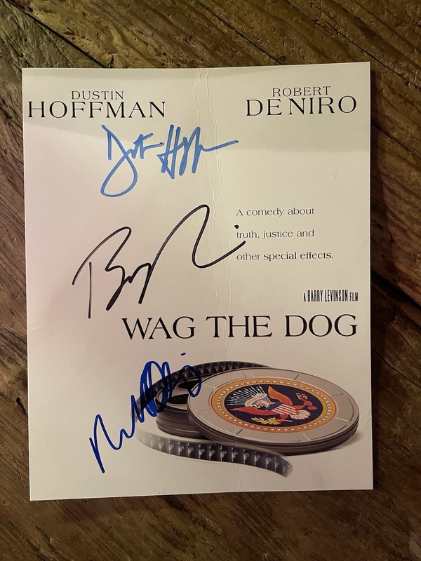 Wag The Dog 1997, hand Signed by De Niro, Hoffman & Harrelson Movie Prop. RARE
