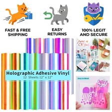 Waterproof Holographic Vinyl - 12 Sheets 12"x12" for Endless Creativity