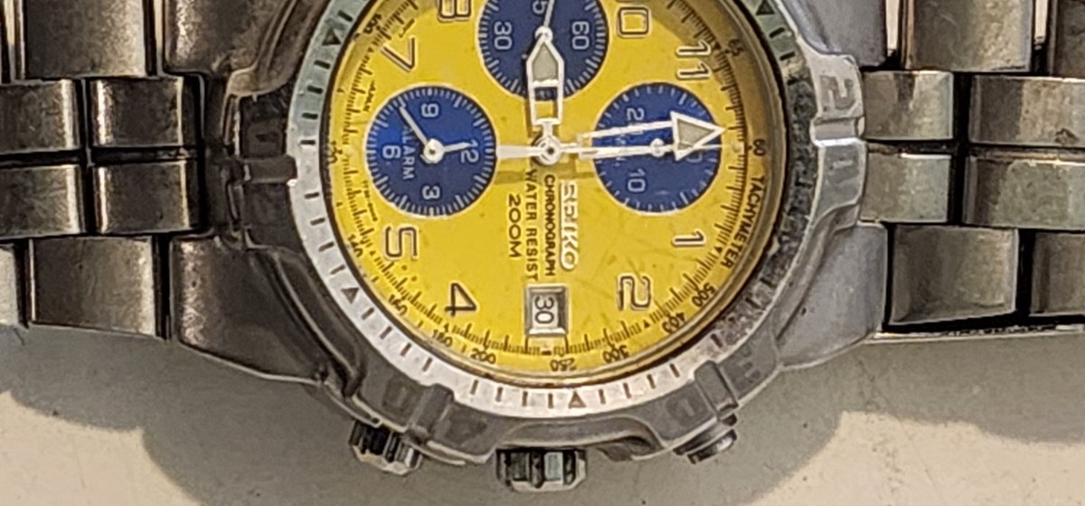 SEIKO イエロー クロノグラフ アラーム 7T32-6K50 ダイバー Seiko Diver 200M Chronograph Vintage dial…RARE Yellow Dial