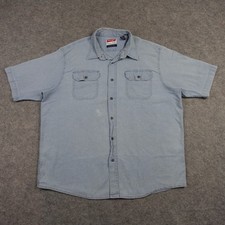 VINTAGE Wrangler Shirt Mens XL Comfort Flex Denim Short Sleeve Button Up Pockets