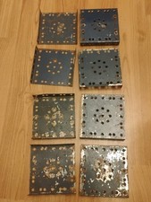 Gilbert Erector Set Part MY Blue Painted Steel Flanged Base Plate Lot of 8