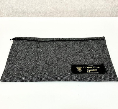 RARE DORMEUIL Mini Pouch Gray Fabric Zipper Case Accessory