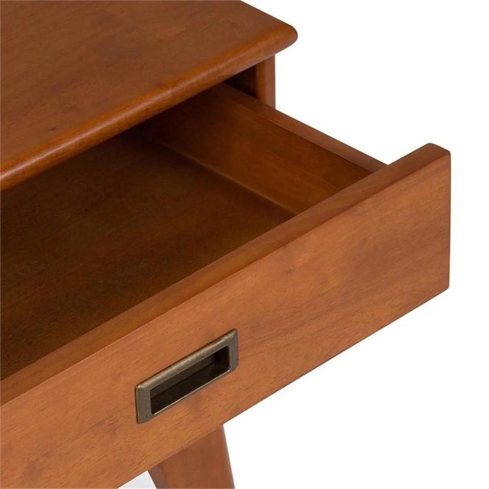 Draper 22 inch Wide SOLID HARDWOOD Rectangle Modern End Side Table in Teak Brown - Image 4 of 4
