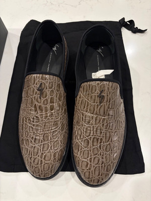 Giuseppe Zanotti lsage gray leather croco print KEVIN shoes Sz 13 Made in Italy
