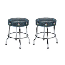 19" Pac Man Arcade Game Cocktail Table Swivel Bar Stools - Set of Two Pacman